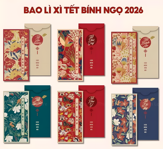 Bao lì xì Tết Hoa Lá Bốn Mùa (6 cái/xấp)