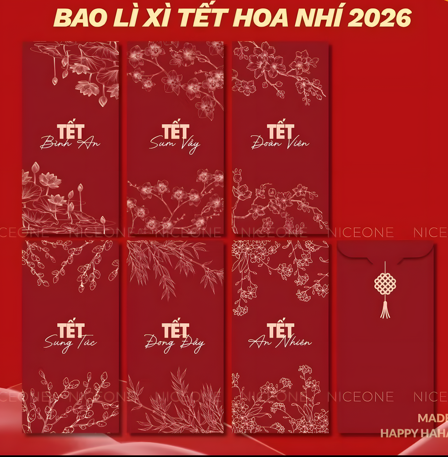 Bao lì xì Tết Hoa Nhí (6 cái/xấp)