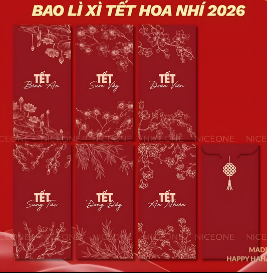 Bao lì xì Tết Hoa Nhí (6 cái/xấp)