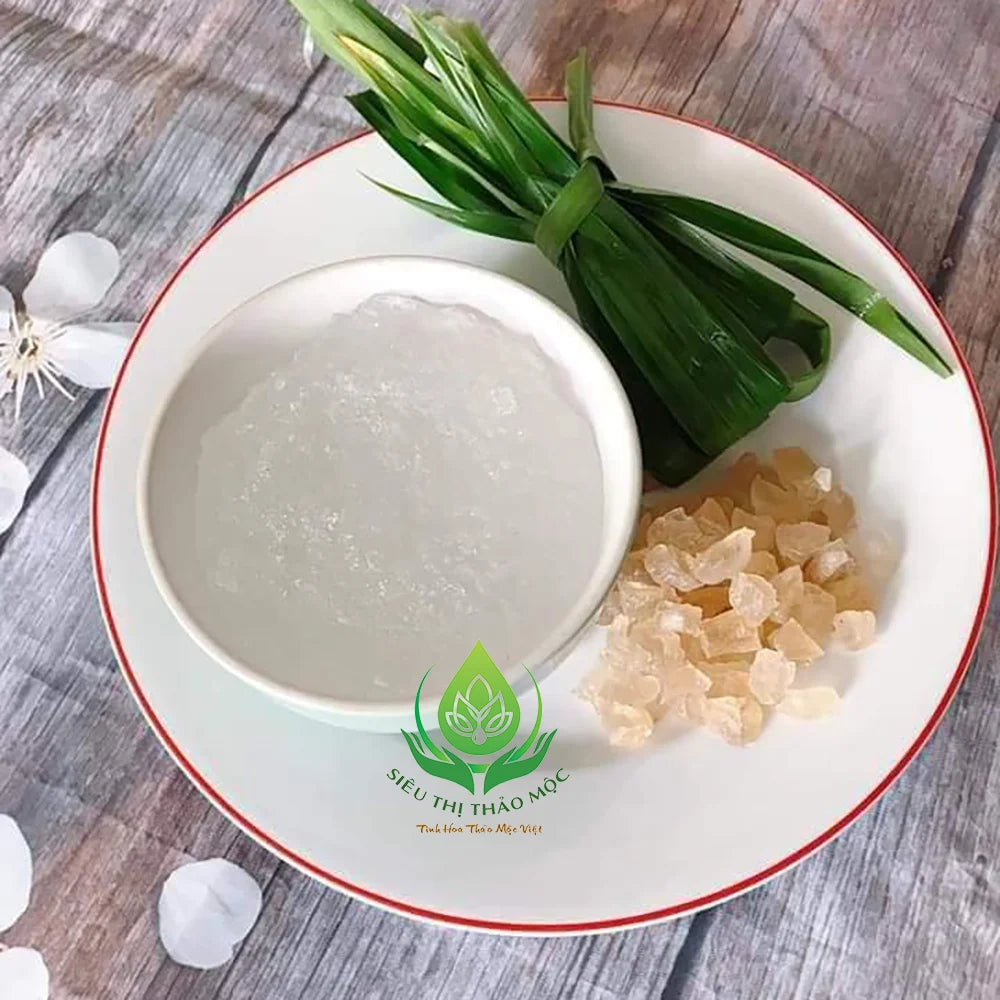 Mủ trôm đã ngâm nở dùng pha nước giải khát