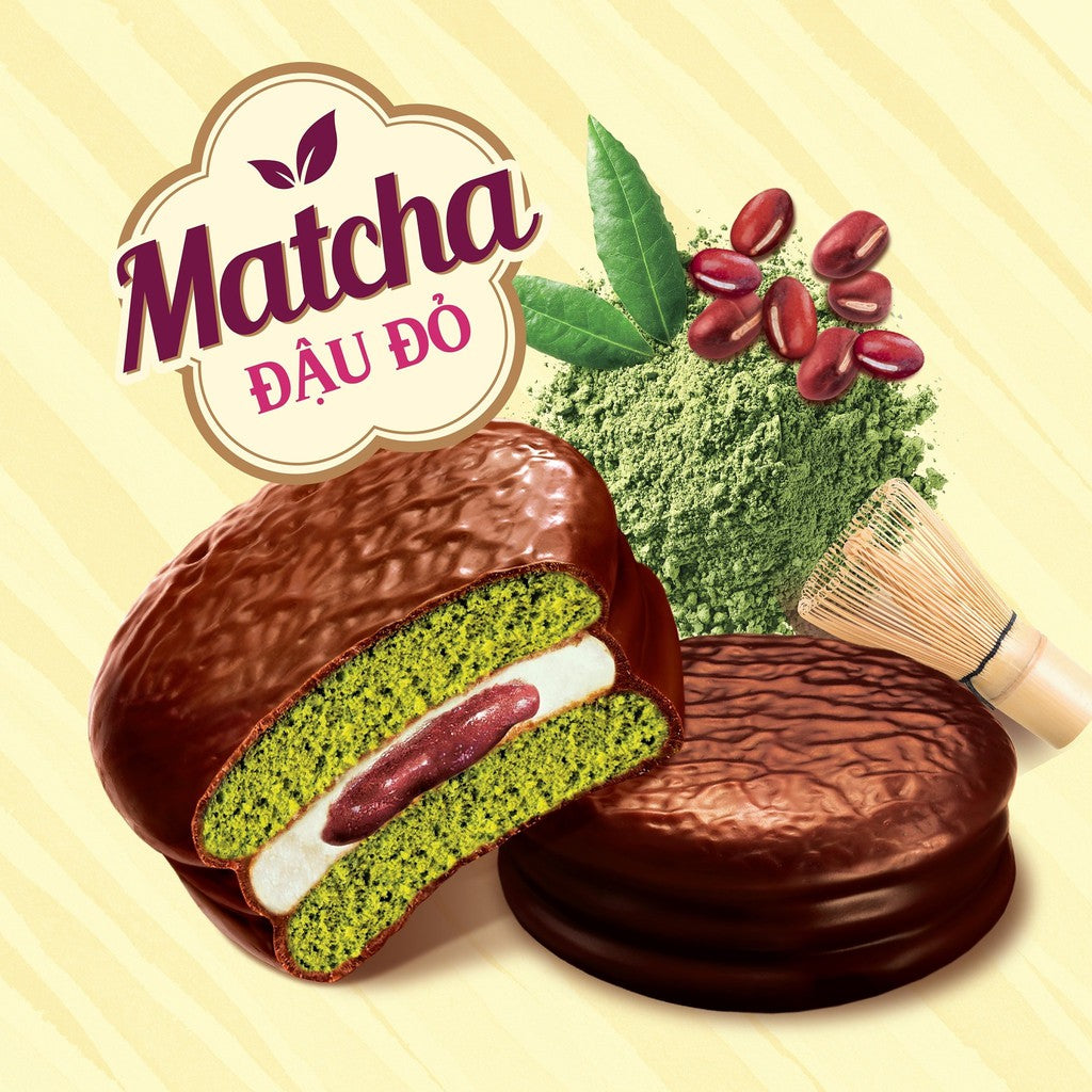 Bánh Orion Chocopie matcha đậu đỏ hộp 398g (12 gói)