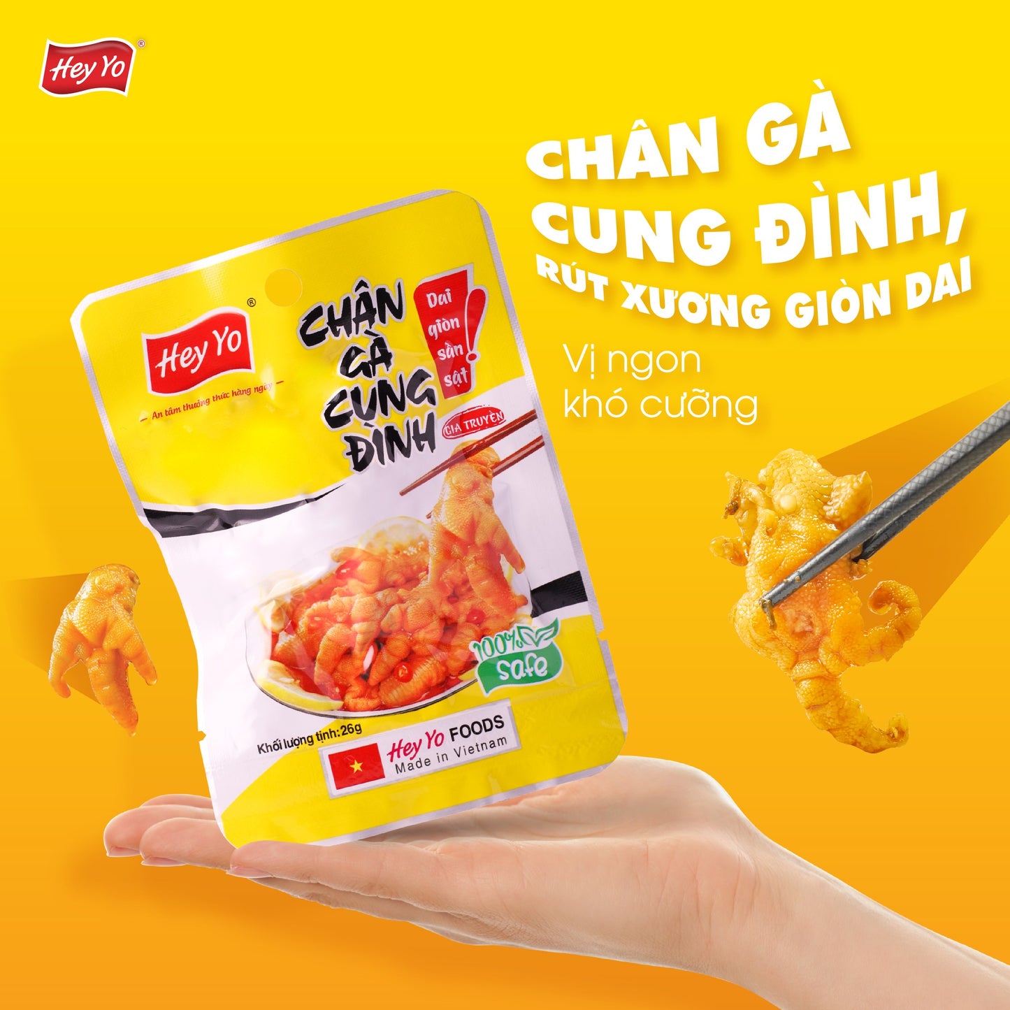Chân gà rút xương Cung Đình Hey Yo gói 32g