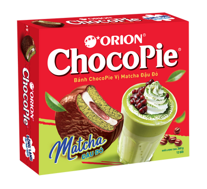 Bánh Orion Chocopie matcha đậu đỏ hộp 398g (12 gói)