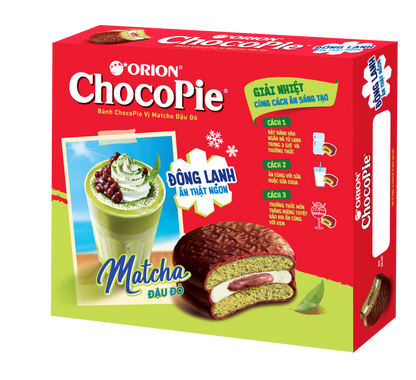 Bánh Orion Chocopie matcha đậu đỏ hộp 398g (12 gói)