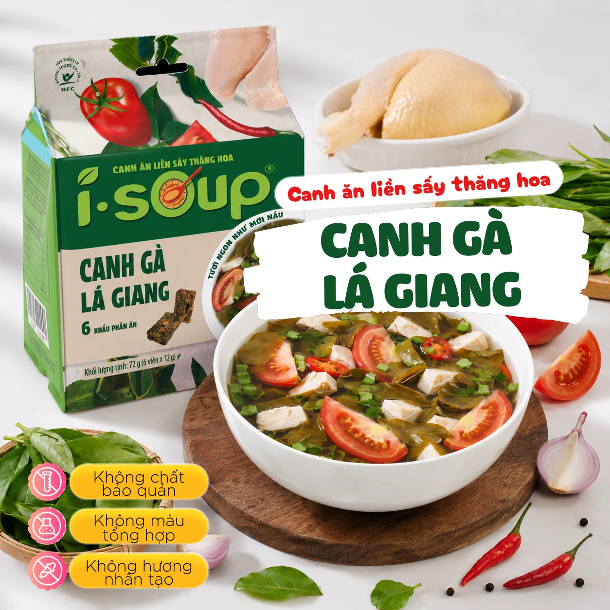 tô canh gà lá giang ăn liền