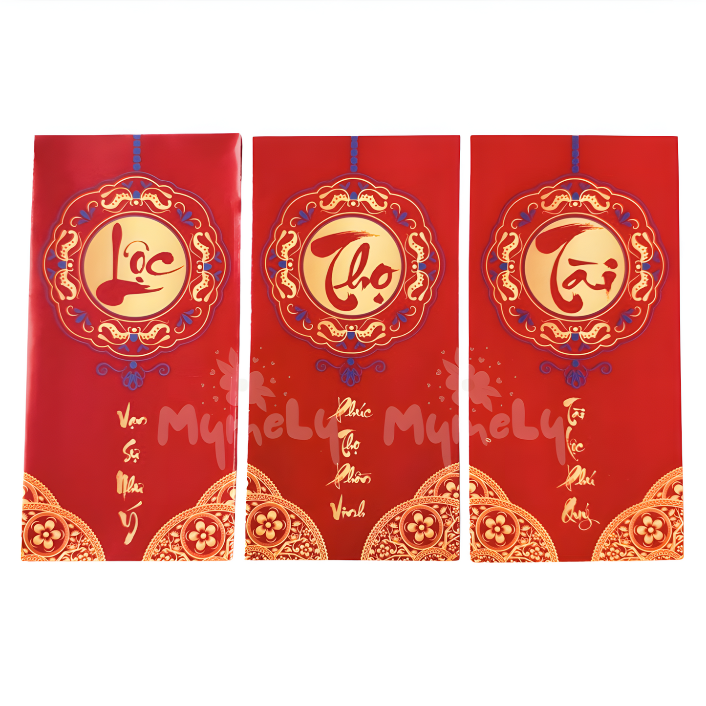 Bao lì xì đỏ Phúc Lộc Thọ Tài An (5 cái/xấp)