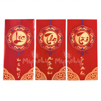 Bao lì xì đỏ Phúc Lộc Thọ Tài An (5 cái/xấp)
