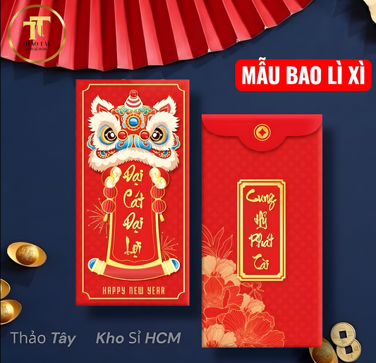 Bao lì xì câu chúc Đại cát Đại Lợi (5 cái/xấp)