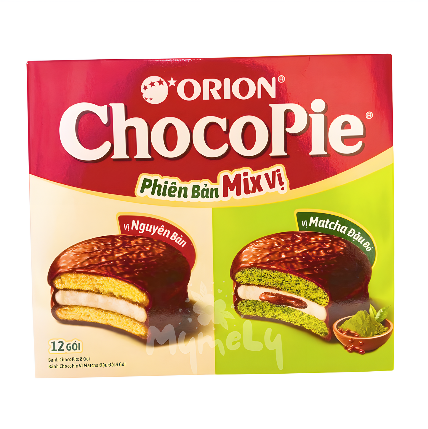 Chocopie mix vị truyền thống + matcha đậu đỏ (hộp 12 gói)
