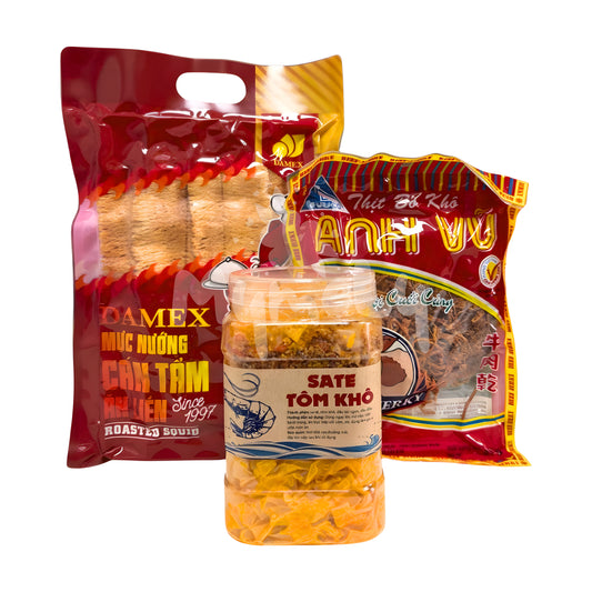 SET bánh tráng Dẻo téo me cay 3 món