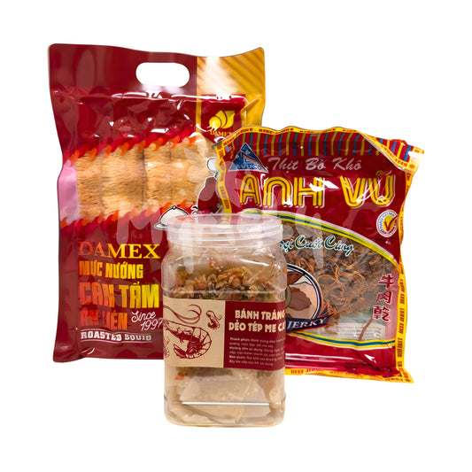 SET bánh tráng Dẻo bò tỏi 3 món