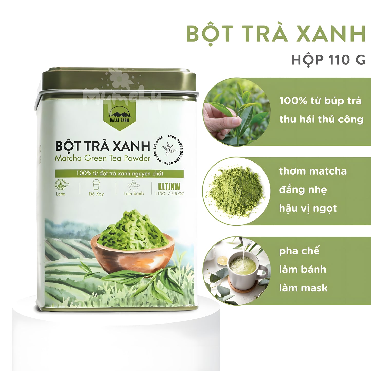 DalatFarm Bột Matcha Trà Xanh - Hộp 110g