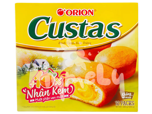 Bánh bông lan Custas Kem Trứng Orion Hộp 276g (12cái)