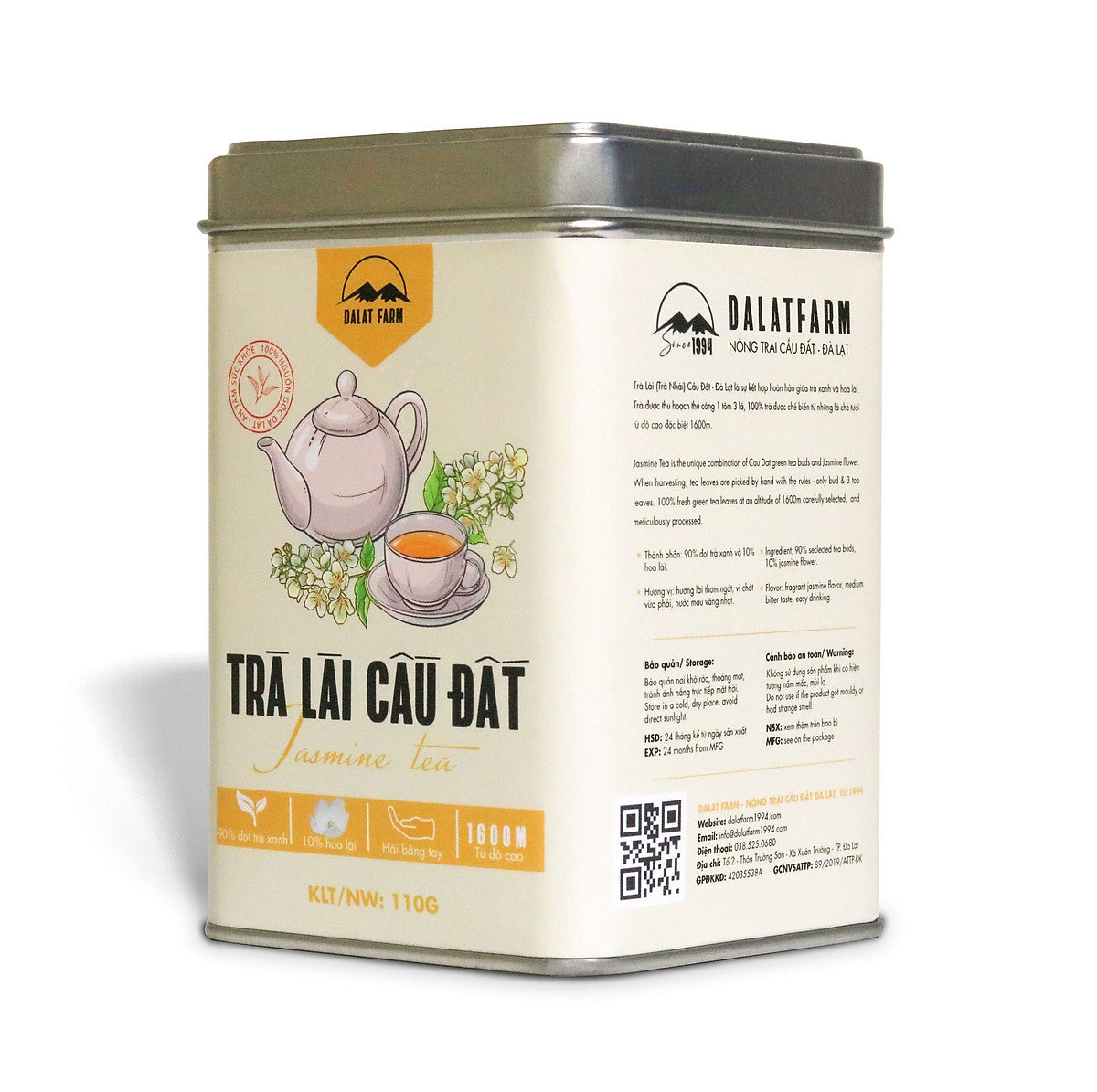 Trà Lài Cầu Đất DalatFarm - Hộp 110g (Trà hoa nhài)