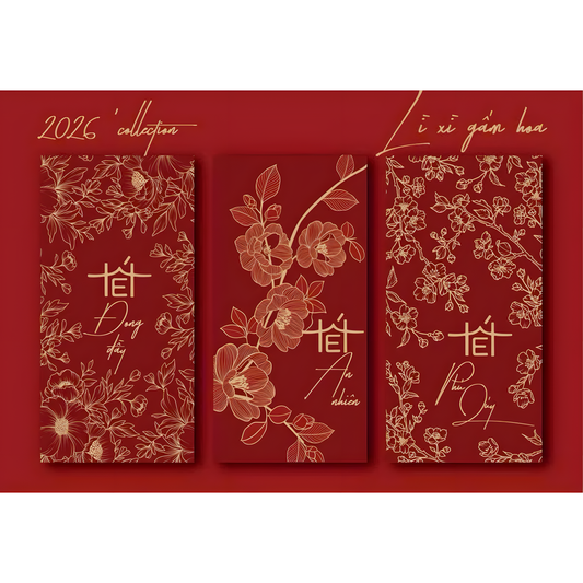 Bao lì xì Tết Gấm Hoa Mix Mẫu (6 cái/xấp)