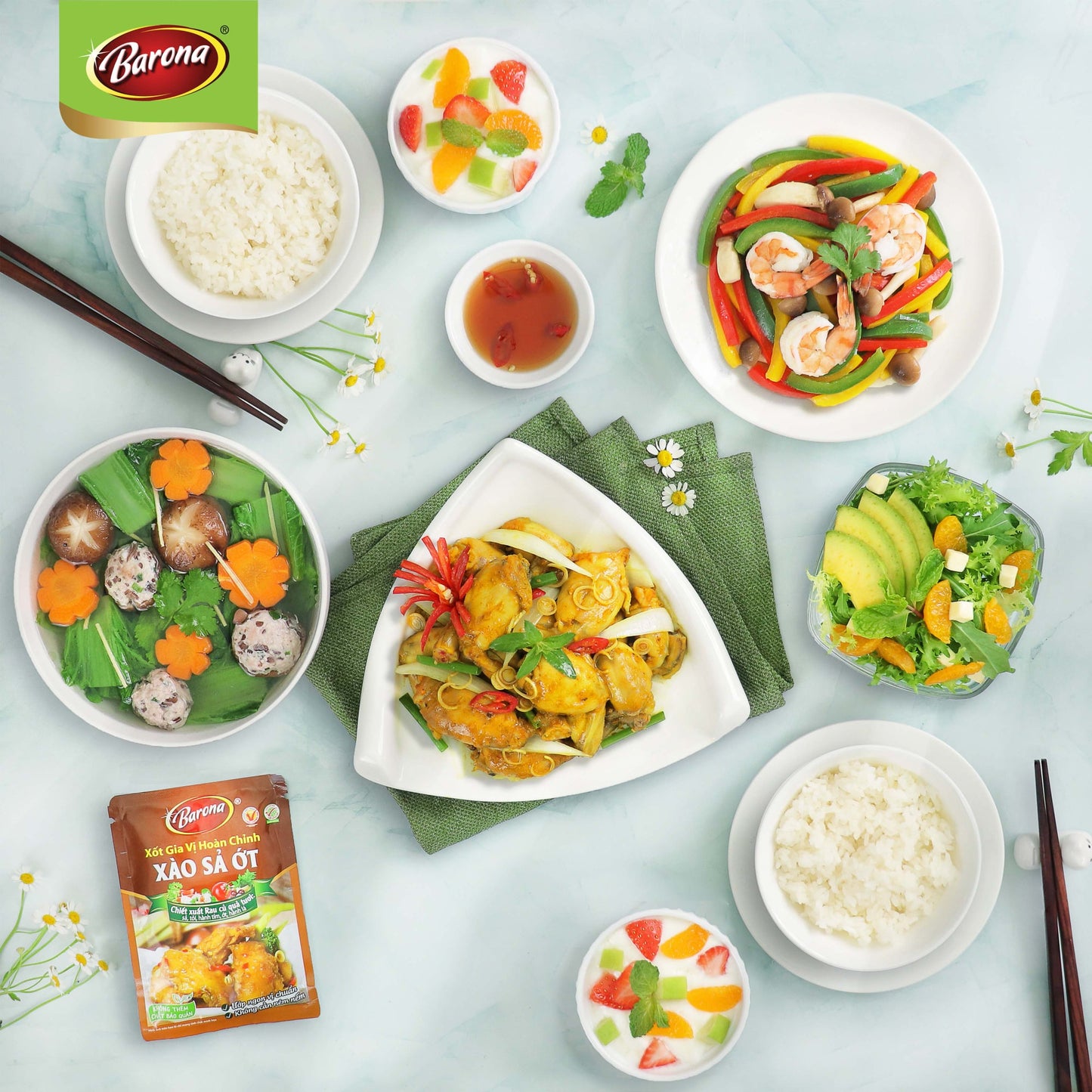 Xốt Gia Vị Hoàn Chỉnh Barona - Xào Sả Ớt 80g